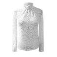 thumbnail image 7 of Pincandy Women's Long Sleeve Lace Mesh Tops High Neck Sheer Blouse Sexy Floral Going Out Top, 7 of 7