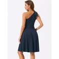 thumbnail image 3 of DARING DIVA Halloween Costume Bow One Shoulder with Pockets Swing Dress L Dark Blue, 3 of 6