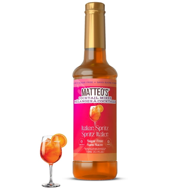 Matteo's Sugar Free Cocktail Syrup, Italian Spritz, 750mL, 0 Calories, 0 Sugar, (Single Bottle)