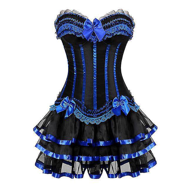 S-6xl Corsé sexy para mujer Conjunto de corsé y falda Overbust Corselet tutú