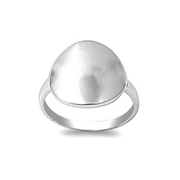 Convex Round Large Statement Oval Ring .925 Sterling Silver Band Jewelry Female Male Unisex Size 10