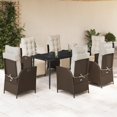 thumbnail image 1 of vidaXL 7 Piece Garden Dining Set with Cushions Brown Poly Rattan, 1 of 5