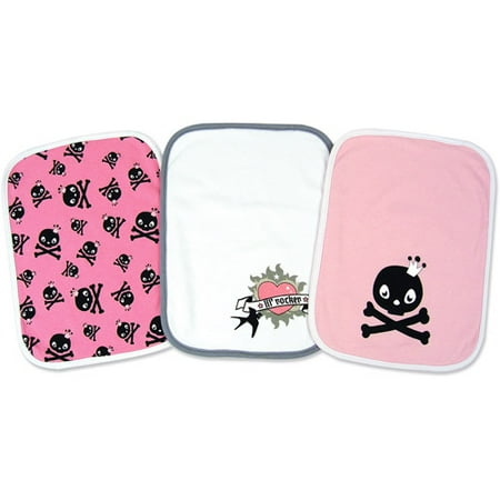 George Baby - Cotton Burp Cloths 3-Pack, Girl Rocker