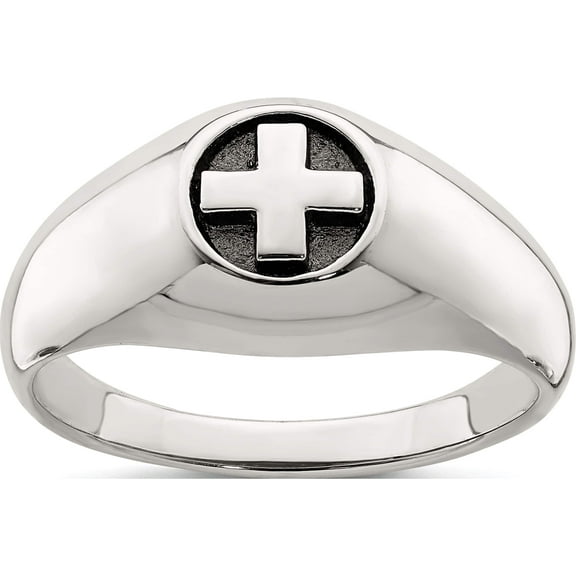 Sterling Silver Antiqued Cross Ring (Size 10) Made In Thailand qr6848-10