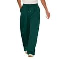 thumbnail image 2 of CYiJun Womens Flowy Pants Drawstring Waist Wide Leg Palazzo Beach Pants Loose Fit with Pockets, 2 of 9