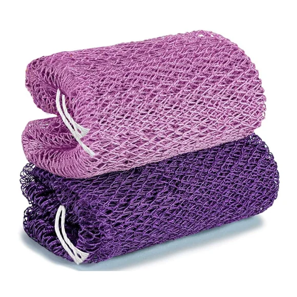 Sponge Exfoliating Bath Cleanser Mimicking Loofah Texture Gentle for Body and Face with Hanging Loop Travel Washer (Light Purple)