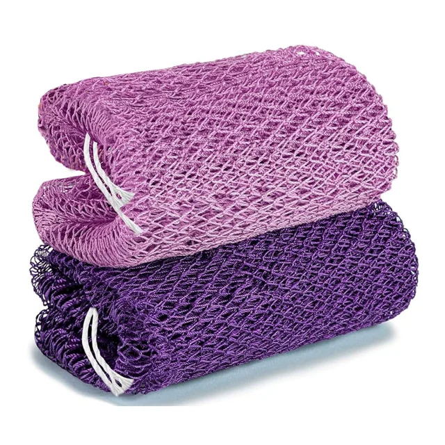 Sponge Exfoliating Bath Cleanser Mimicking Loofah Texture Gentle for Body and Face with Hanging Loop Travel Washer (Light Purple)