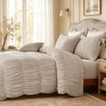 thumbnail image 4 of Lipa Queen Size Comforter Set,5-Piece Bed in a Bag,All Season Bedding Set,Ruched Design,Comforter,Pillowcases and Shams,Beige, 4 of 9