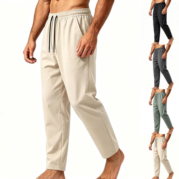 Luvrsol Sweatpants for Men Big & Tall Tapered Joggers Secure Zipper Pockets Outdoor Hiking Workout Trousers M-5XL