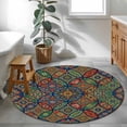 thumbnail image 3 of Vintage Boho Round Area Rug 3.3Ft Washable Circle Rugs for Dining Room Table, Ethnic Floral Geometric Green Blue Red Non-Slip Carpet Floor Mats Indoor Outdoor Carpet Runner Aesthetic Home Decor, 3 of 8