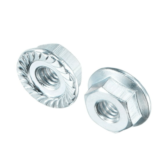 Unique Bargains #8-32 Serrated Flange Hex Lock Nuts, Carbon Steel Zinc Plated 100 Pack