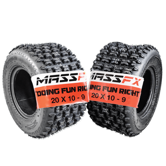 MASSFX 20x10-9 Rear Tire for All-Terrain (ATV), Utility-Task (UTV), and Side-by-Side (SxS) Vehicles - 4-Ply with 15mm Tread Depth 20x10x9(2 Pack)