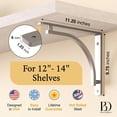 thumbnail image 3 of Classic Shelf Bracket Set by Balin Designs (Chrome) for 12 inch - 14 inch Mantel Shelves L Brackets – Heavy Duty Decorative Metal Supports – Easy Installation with Hardware Included - Set of 2, 3 of 9