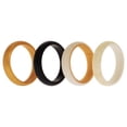 thumbnail image 1 of Juego de anillos de boda de silicona de 2 capas - Oro de ROQ para mujer - Anillo de 4 x 10 mm, 1 of 1