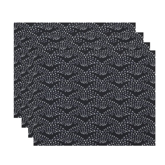 Simply Daisy Fan Dance 18 x 14 Inch Black Geometric Print Placemat (Set of 4)