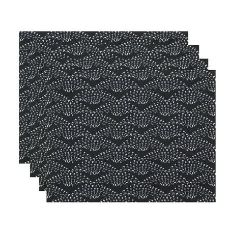 - Simply Daisy Fan Dance 18 x 14 Inch Black Geometric Print Placemat (Set of 4)