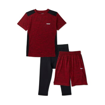 Hind 3-Pieces Boys T-Shirt Training Compression Pants and Shorts