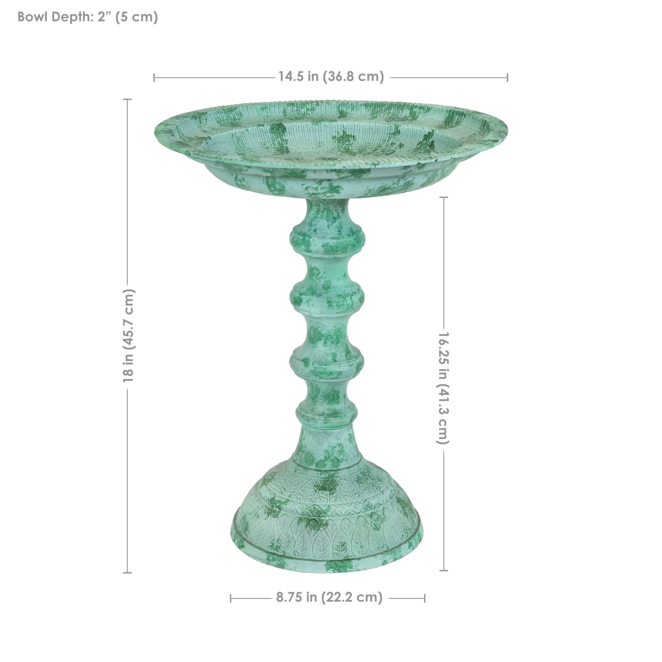Sunnydaze Backyard Beauty Freestanding Cast Aluminum Outdoor Bird Bath, Green Patina