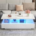 thumbnail image 5 of Modern LED Coffee Table with Drawer Storage, 43" White Coffee Tables, Living Room Center Table Sofa Table with Open Display Shelf (White), 5 of 9