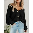 thumbnail image 5 of Women's Chunky Knit Open Front Sweater Long Sleeve Button Loose Short Cardigan Outerwear Coats, 5 of 14