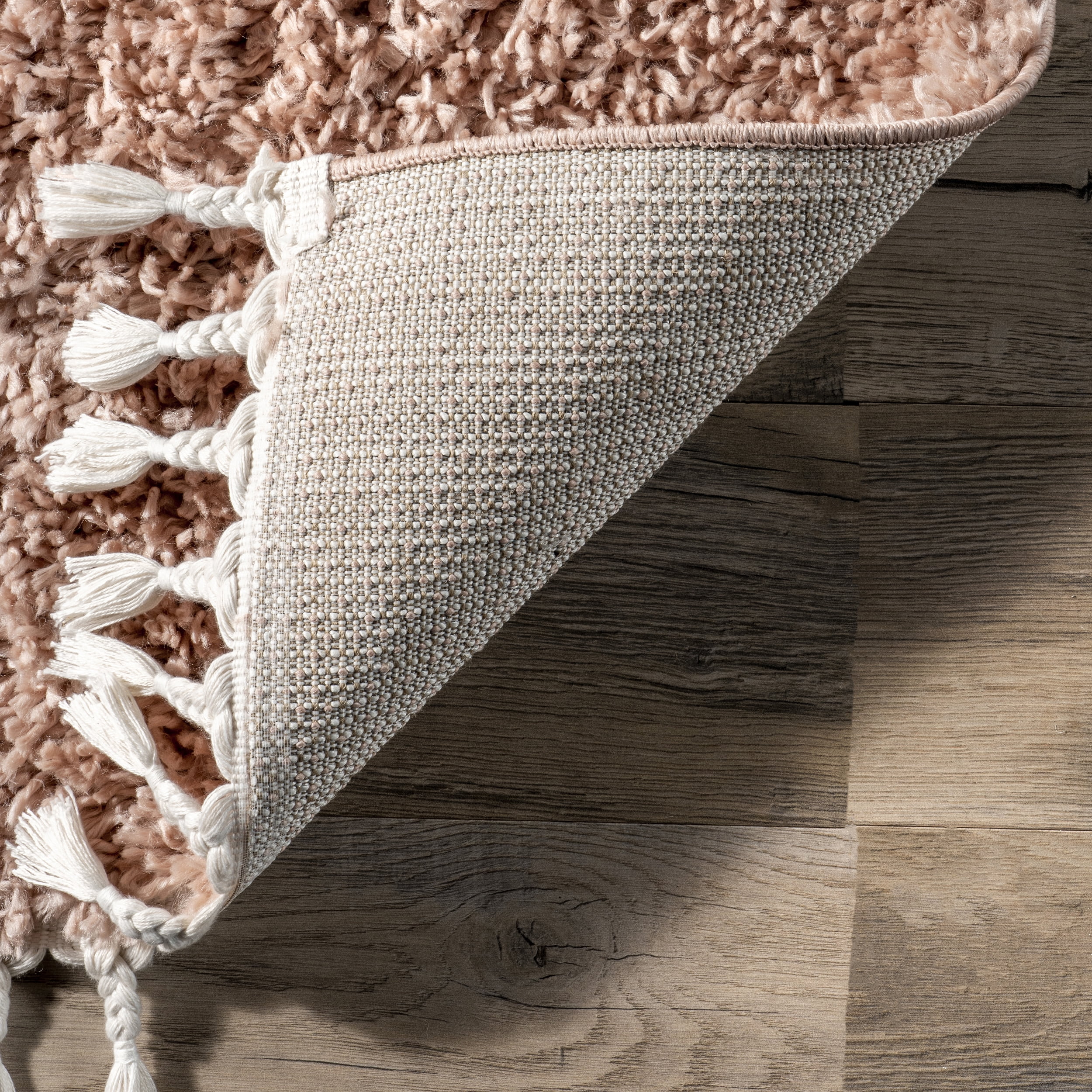 nuLOOM Neva Modern Tasseled Shag Blush 8' 10" x 12' Modern Area Rug