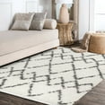 thumbnail image 4 of JONATHAN Y MERCER SHAG Mercer Shag Plush Tassel Moroccan Tribal Geometric Trellis Ivory/Gray 3 ft. x 5 ft. Area Rug (MCR102B-3), 4 of 8