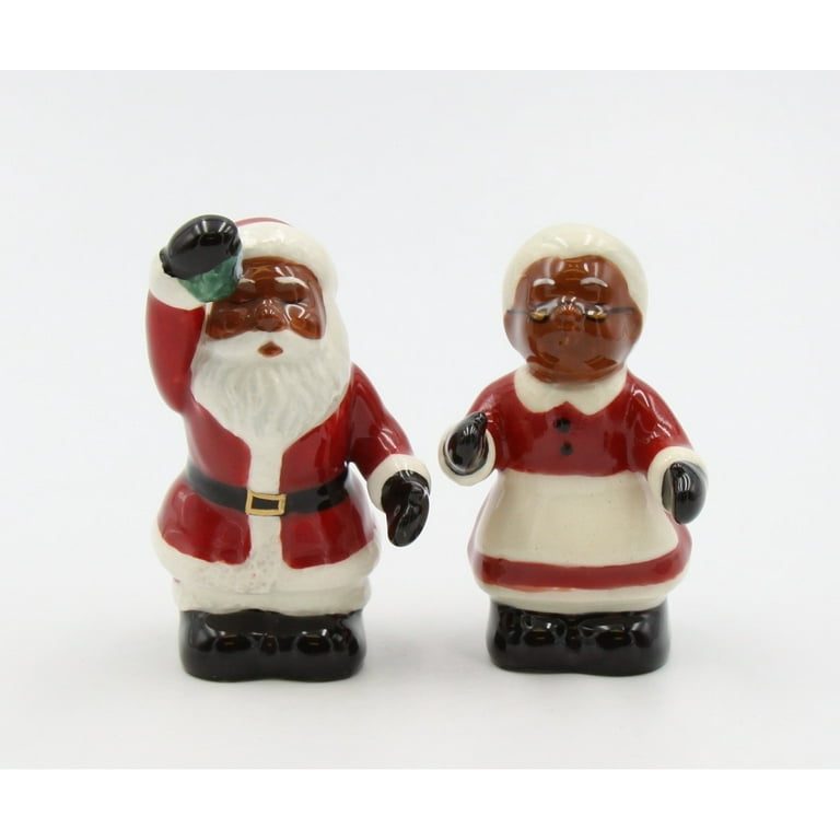 Ceramic African American Santa Couple Salt And Pepper Shakers, Home Décor,  Gift for Her, Gift for Mom, Kitchen Decor
