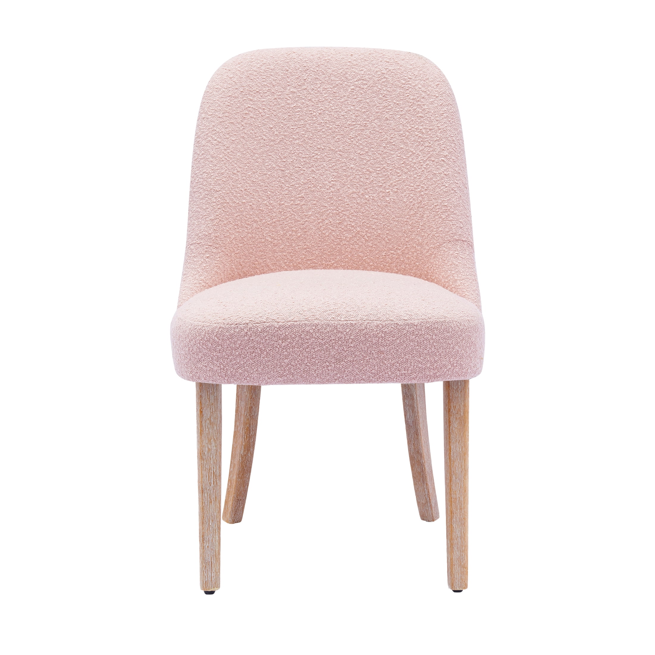 Contemporary Water and Stain Resistant Boucle Fabric Upholstered Dining Side Chair, Dusty Peach