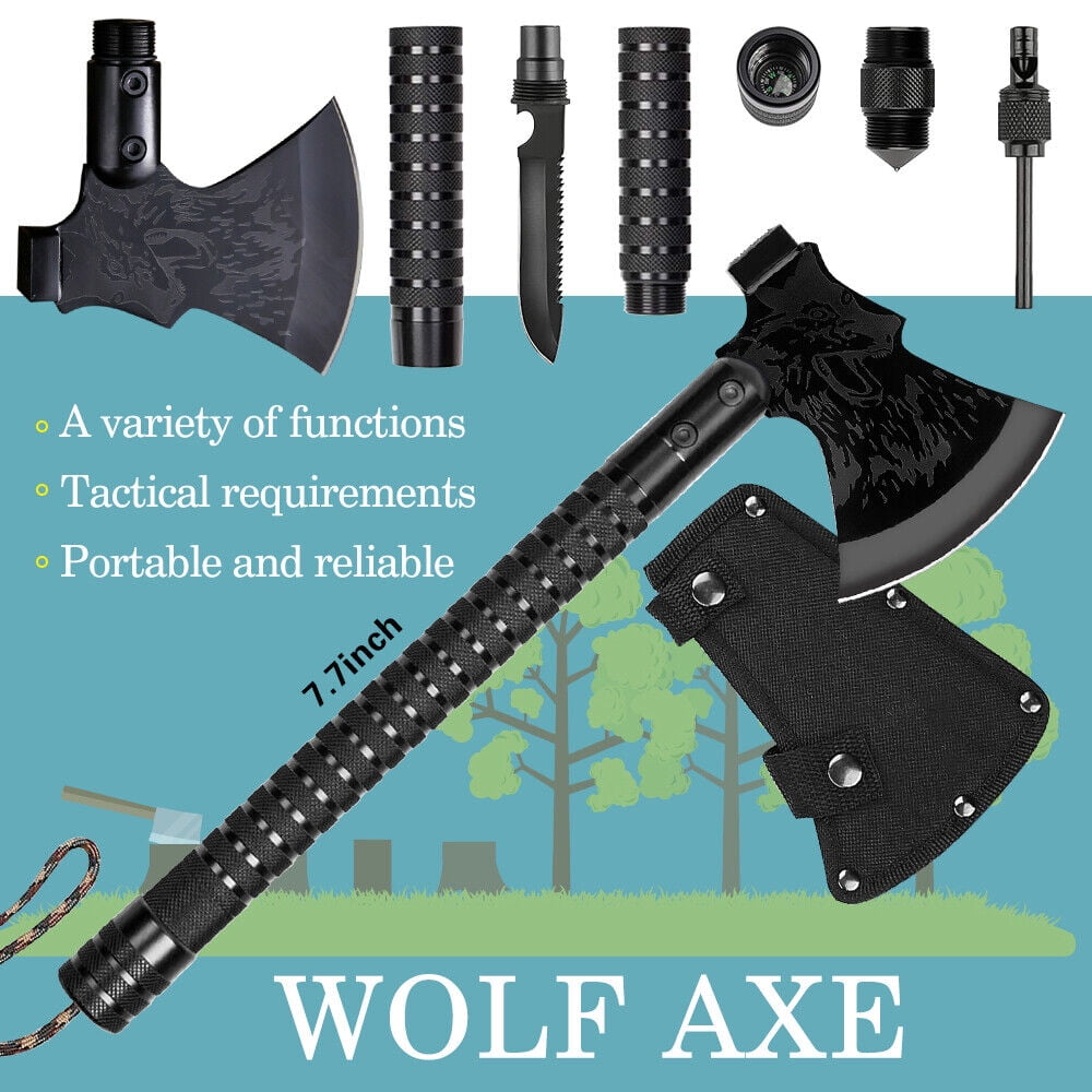 MDHAND Camping Axe Survival Hatchet Portable Multitool Tactical
