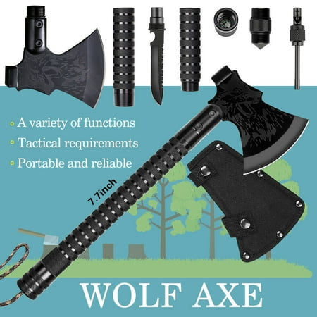 MDHAND Camping Axe Survival Hatchet Portable Multi-tool Tactical Folding Hiking Emergency Flashlight Outdoor Adventure Tools