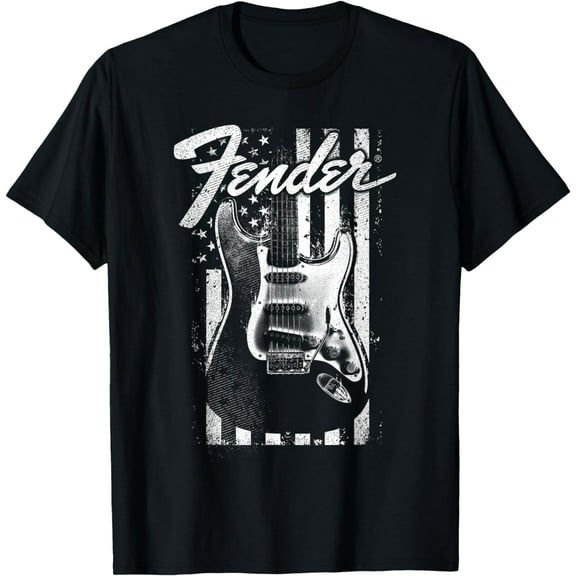 Fender Guitar American Flag Backdrop T-Shirt