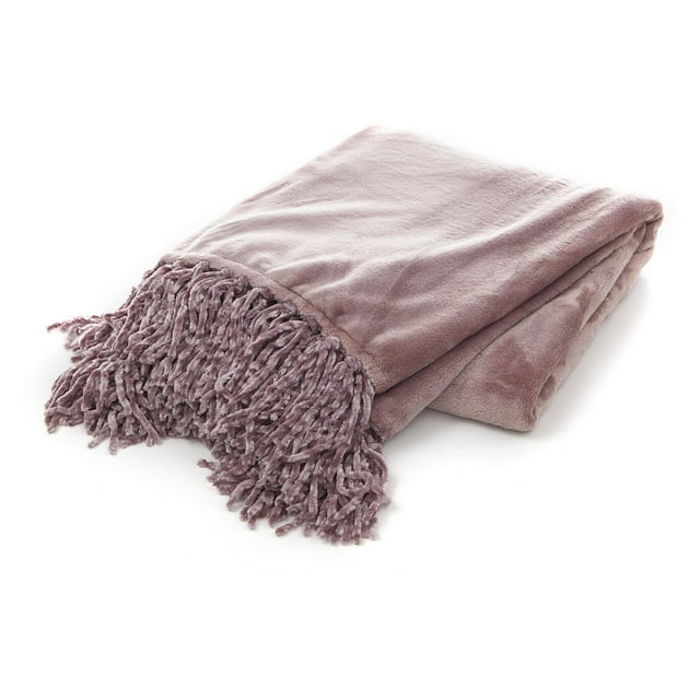 Gouchee Home Plush Throw Blanket – Mauve Ultra-Soft Decorative Couch & Bed Throw with Tassels