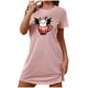 thumbnail image 2 of Camisón corto de talla grande para mujer, camisón de manga corta con estampado de pecho a la moda, camisón para mujer, 2 of 5