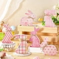 thumbnail image 2 of 6 Pcs Easter Bunny Table Decorations, Pink Wooden Rabbit Spring Tiered Tray Decor, Rustic Wood Easter Signs for Home Decor, Freestanding Centerpiece for Easter Gifts, 2 of 10