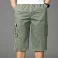 thumbnail image 6 of Men's Casual Twill Elastic Cargo Shorts Below Knee Relaxed Fit Multi-Pockets Capri Long Shorts 3/4 Outdoor Pants, 6 of 9