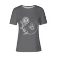 thumbnail image 4 of Tops de Ajuste Suelto para las Mujeres Sudadera Casual Impresa Manga Corta Cuello Redondo Superior, Poliéster, 4 of 7