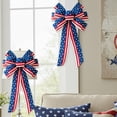 thumbnail image 5 of 2pcs Large Patriotic 4th of July Fabric Decor Bow, Red White Blue Star & Stripe Wreath Bow, Indoor Outdoor Front Door Tree Topper Ornament for Independence Day, Memorial Day and Veteran’s Day, 5 of 7