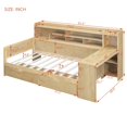 thumbnail image 7 of Twin Size Daybed with Side Bookcase and Storage Drawers, Wood Platform Bed Frame, Natural, 7 of 7