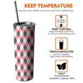 thumbnail image 6 of 20oz Pink and Black Argyle Pattern Skinny Tumblers Stainless Steel Tumbler with Lid and Straw,Vacuum Insulated Double Wall Travel Tumbler Cups with Cleaning Brush for Coffee,Tea, 6 of 6