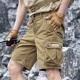 thumbnail image 6 of Men's 100% Cotton Cargo Shorts Workwear Multi Pocket Shorts Elastic Belt Relaxed Fit Casual Summer Hiking Shorts Big and Tall Size XS-3XL Brown, 6 of 7