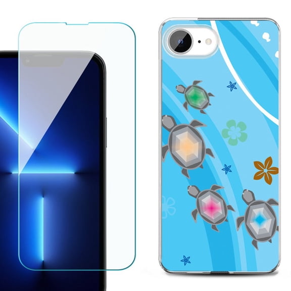 Phone Case for iPhone 17e, with Screen Protector, by OneToughShield - Happy Turtle