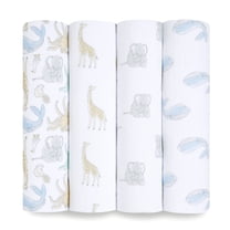 aden + anais Essentials 100% Muslin Cotton Swaddle Blanket, Unisex, 4 Pack, Natural History