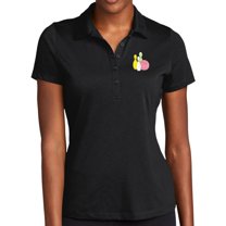 Women's Pastel Bowling Pins Moisture-Wicking Performance Polo Shirt, 2XL Black