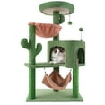 thumbnail image 5 of AIWIKIDE 39.37 inch Cactus Cat Tree Tower with Condo and Big Hammock for Indoor Small Cats, Green, 5 of 12
