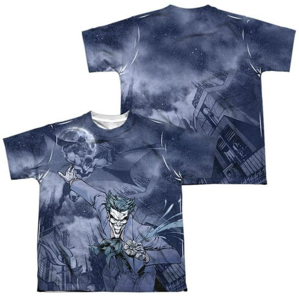 Batman & Attraper le Joker-Manche Courte T-Shirt Poly Équipe de Jeunesse & 44; Blanc - Extra Large