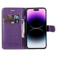 thumbnail image 6 of Nalacover Wallet Case for iPhone 15 Pro, Card Slots Holder Magnetic Clasp Premium Luxury PU Leather Flip Folio Cover with Kickstand Wrist Strap Soft Silicone Shockproof Case, Purple, 6 of 9