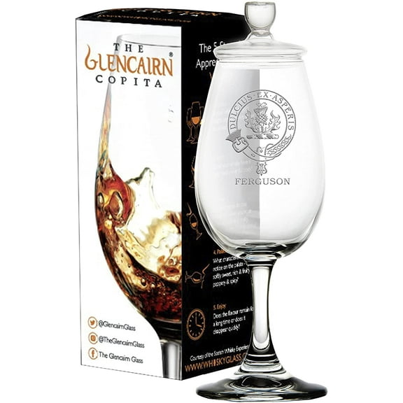 GLENCAIRN CLAN FERGUSON BRANDED WHISKY GLASS IN GIFT CARTON WITH TASTING CAP