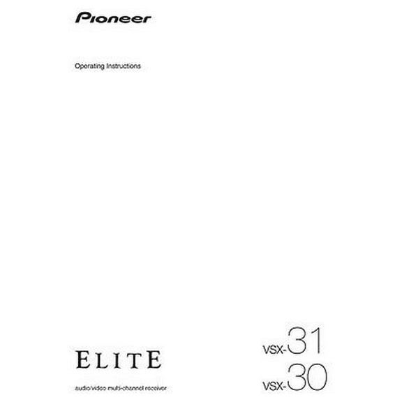 Instruction Manual ONLY for Pioneer VSX-30 Receiver Owners Manual REPRINT
