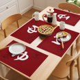 thumbnail image 5 of Japanese Style Placemats Set of 4 Modern Minimalist Flower Red Place Mats Indoor Wipeable Table Mats Washable Cloth Dining Table Placemats for Kitchen Holiday Party Home Decor 13x19 Inch, 5 of 9