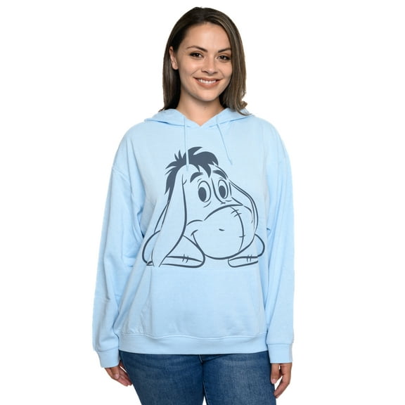 Womens Plus Size Eeyore Hoodie Sweatshirt Fleece Pullover Disney